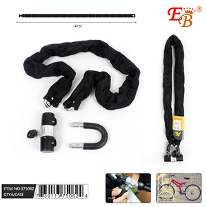 6pc/CS catena di blocco bici durevole 48 \ "chiavetta U acciaio lega di zinco ferri con sicurezza e protezione - Product Image 1