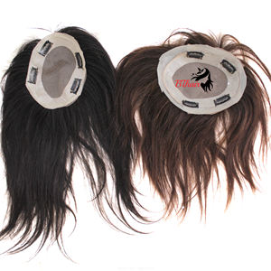 Tupé de encaje de alta calidad, cabello humano 100% humano, color natural, base de seda, peluquín - Product Image 1