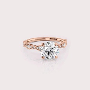 Bague de fiançailles solitaire en diamant de laboratoire, or jaune/blanc/rose 14 carats, taille brillant, certifiée IGI, plaquée rhodium de luxe - Product Image 5