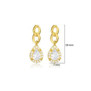 White CZ Stone Pear Design <b>Sterling</b> <b>Silver</b> <b>Stud</b> Earrings Turkish Handmade Wholesale 925 <b>Sterling</b> <b>Silver</b> Jewelry - Product Image 3