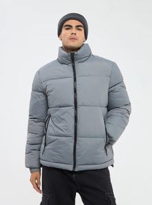 ODM High Quality Premium Men's <b>Quilted</b> Bubble Jacket Custom Stand Collar Puffer Bomber Coat Zip Stand Collar ODM Men's Jackets - Product Image 3