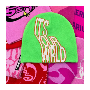 Venta al por mayor Jacquard Logo Plain Streetwear Black Slouch Knit Hats Sport Custom Labels Beanie Hat para mujer Beanie - Product Image 2