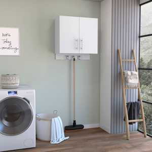 Hochwertiger Albany-Schrank aus Holz mit Besen bügeln und Metall griffen - Product Image 5