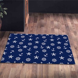 Tapis imprimé - Design boussole nautique et ancre pour bureau, chambre de garçon, avec tapis à poils doux - Product Image 5