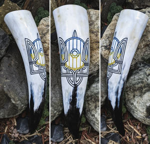 Ensemble de corne à boire Viking fabriqué à la main corne indienne polie cadeau de mariage en matière organique imperméable de luxe naturel - Product Image 2