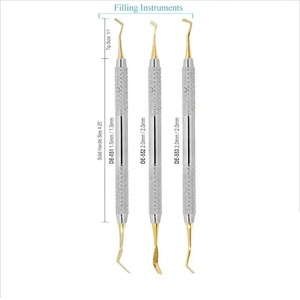 Instrument de remplissage composite dentaire 2.5mm et 6mm Source d'alimentation manuelle pointue en or de 175mm de longueur - Product Image 2