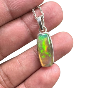 Colgante de piedras preciosas de ópalo de Plata de Ley 925, joyería hecha a mano, colgante de estilo bohemio de plata para mujer, regalo de boda para esposa - Product Image 1