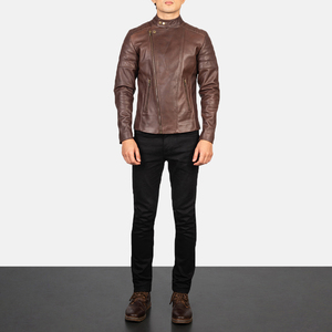 OEM Custom Men's Genuine Leather Jacket <b>Stand</b> Collar Winter Fashion Zipper Jacket for Sale - Product Image 2