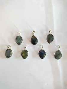 Pendentif fin en argent sterling 925 breloque pierre semi-précieuse naturelle plaqué or rhodium réglage de la lunette Style religieux pour hommes - Product Image 2