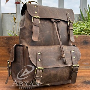 2025 Custom Large Capacity Full Grain Leather Backpacks <b>Laptop</b> Business Travel Backpack Wholesale Best Sellers <b>Bags</b> for Unisex - Product Image 1