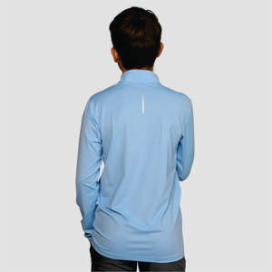Logo réfléchissant personnalisé coupe décontractée Standard poids Ultra léger séchage rapide matériau respirant bleu ciel enfants 1/4 Zip Tops - Product Image 2