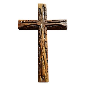 Croix en bois sculptée à la main Tenture murale religieuse en bois dur massif Décoration murale chrétienne pour la maison et l'église Cadeau spirituel unique - Product Image 4