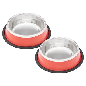 Pet Feeding Bowl 700 ml Red (Set of 2) customized cat pet puppy dog cup feeding travel pet feeder