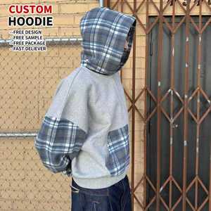 เสื้อฮู้ดซิปผ้าเฟรนช์เทอร์รี่ลายกราฟิกสตรีทแวร์แบบกำหนดเอง ดีไซน์สีบล็อก สำหรับผ้าฝ้ายหนาน้ำหนักมาก ทรงโอเวอร์ไซส์ ซิปหน้า สำหรับผู้ชาย - Product Image 2