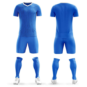 Nouvelle équipe de football bleue unie pour hommes, vêtements bon marché, prix sur mesure, manches courtes, nouveaux uniformes de football respirants pour hommes - Product Image 3