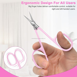 Professional Stainless Steel Pink Arrow Point Cuticle Scissor Extra Fine Curved Blade Nail <b>Care</b> Tool Wholesale - Product Image 3