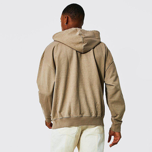 Custom Vintage gris francés Terry de gran tamaño de peso pesado Sun Faded 450 Gsm en blanco lavado con ácido sudaderas con capucha desgastadas - Product Image 3