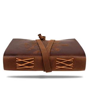 Cuaderno de Cuero de Grano Completo con Logotipo Personalizado en Relieve, Hecho a Mano, Vintage, de Alta Calidad, con Tapa Dura y Borde Deshilachado - Product Image 4