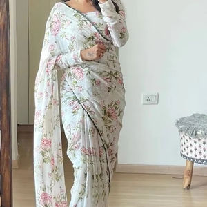 ชุดเดรสงานปาร์ตี้ Georgette Saree ดีไซเนอร์แบบบอลลีวูดสุดชิคสำหรับงานแต่งงานและกิจกรรมพิเศษ - Product Image 1