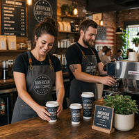 Tablier de barista personnalisé AT PACK avec logo, uniforme de café, tablier de travail pour le personnel de café, restaurant, cuisine, personnalisation de la marque