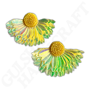 Meadow Sparkle léger déclaration bijoux femmes fabriqués à la main perlé Floral boucles d'oreilles strass Accents goutte mode - Product Image 4