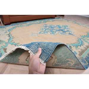 Alfombra Turca Vintage de 6.3x8.7 pies (192x266 cm), Alfombra Azul con Diseño de Patchwork - Product Image 4
