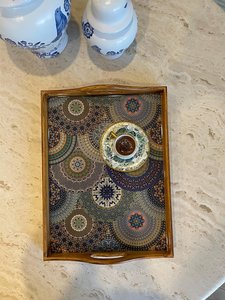 Bandeja de madera de diseño moderno con asas para servir té Otomano o como regalo para ella - Product Image 4