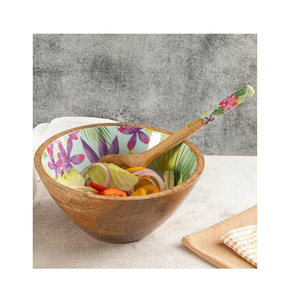 Bol en bois imprimé émail classique élégant Designer moderne pour la restauration de la salade Vaisselle comprend cuillère Couverts Bol - Product Image 6