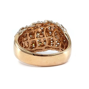 Livraison Rapide, Anneaux Classiques pour Anniversaire de Mariage, Haute Couture, Or Rose 18 carats massif, Diamants blancs et bruns en grappe, pour femmes - Product Image 3