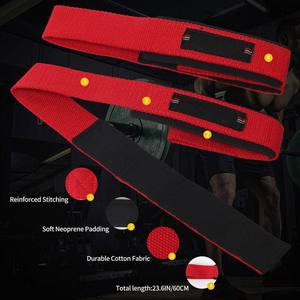 Sangles de musculation GAF noires et rouges en coton léger pour l'entraînement en salle de sport et le soutien des poignets - Product Image 3