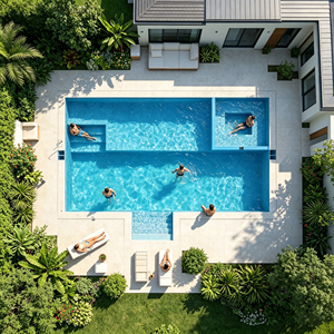 Piscina de fibra de vidrio de lujo de 12 m para exteriores, piscina de bronceado, spa, carcasa de piscina de fibra de vidrio al por mayor - Product Image 1