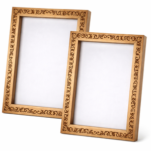 new arrival Handcrafted Wooden Photo Frame with Floral Carved Border Decorative <b>Picture</b> Frame for Home Office Tabletop Display - Product Image 1