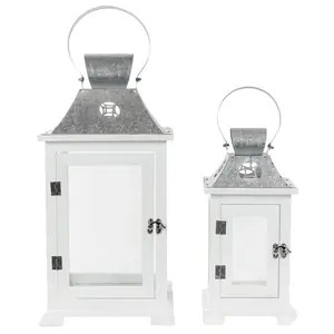 Linterna de Metal con revestimiento blanco para decoración del hogar, farol colgante de diseño personalizado de larga duración, elegante para uso en el hogar, venta al por mayor - Product Image 1