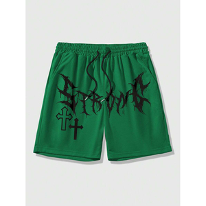 Pantalones cortos con cordón transpirables con estampado gótico para hombre - Product Image 3