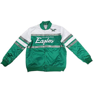 Veste Bomber Varsity pour Hommes Veste pour Hommes Vert Blanc Satin Bouton-pression Vintage Fan de Football Vêtement d'extérieur Manteau 2026 - Product Image 2