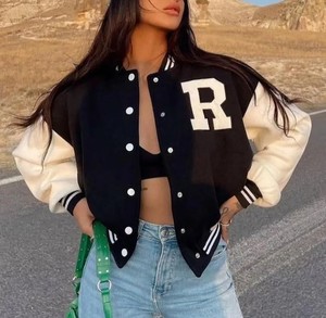 Tendance 3D Broderie Logo Femmes Letterman Vestes En Gros Varsity Veste Personnalisé Femme Varsity Vestes Fabricant - Product Image 5