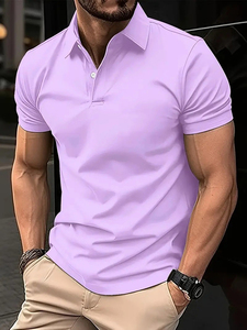 T-shirt uni décontracté pour homme Chemises polo à séchage rapide personnalisées Chemise polo d'affaires à manches courtes avec boutons pour homme - Product Image 4