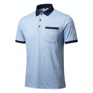 Casual para hombre para camisas de punto transpirable bordado personalizado Patchwork Color sólido con diferentes colores cuello puño ODM suministro - Product Image 1