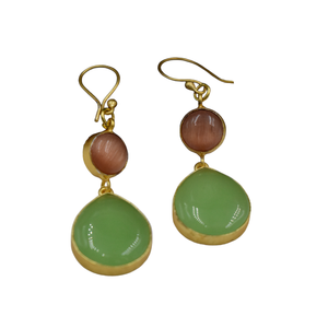 ต่างหูห้อยหินเคลือบทองเครื่องประดับแฟนซีมีสีสวยหินสังเคราะห์สำหรับผู้หญิงและเด็กผู้หญิง - Product Image 3