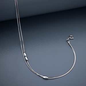 Chaîne de cheville en argent 92,5 (Pur Argent) 188259 pour mariages, cadeaux et occasions spéciales, en acier inoxydable, laiton, alliage de cuivre, diamant et perle - Product Image 2