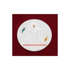 Best Design Attractive <b>White</b> Marble Made in India Inlay <b>Coaster</b> Set for Home Restaurants and Cafe for Buyers in Very Best Price - Product Image 1