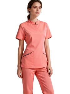 ชุดสครับยืดหยุ่นสำหรับคลินิกผู้หญิง พร้อมเสื้อคอวีและกางเกงจ็อกเกอร์ รับสกรีนโลโก้ส่วนตัว ทนทาน น้ำหนักเบา - Product Image 2