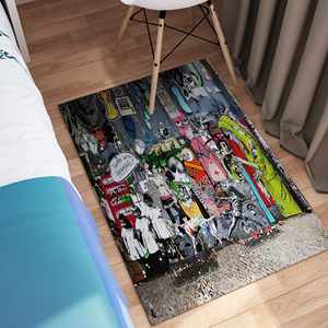 Tapis Graffiti Banksy : Art Abstrait, Décoration Intérieure Adaptée aux Animaux, Tapis Doux à Poils Longs - Product Image 1