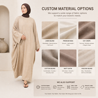 Robe Abaya Moderne Ample en Mélange de Lin Premium, Style Minimaliste et Pudique, Fabricant OEM ODM pour Marques Européennes