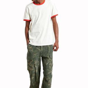 100% coton hommes T-Shirt couleur unie col rond rayé Design Slim Fitness Style décontracté séchage rapide et respirant Ranger chemise - Product Image 6