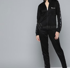 Ensemble de survêtements pour femmes noir pur Sportswear Logo personnalisé impression tenue de jogging pour l'entraînement en salle de sport et un usage quotidien - Product Image 6