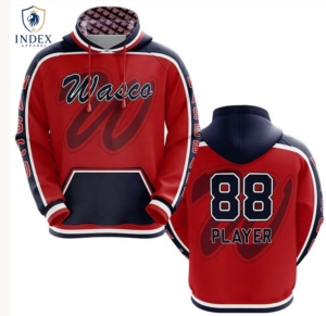 INDEX APPAREL Sweat à capuche rouge pour homme Wasco 88 Player, imprimé par sublimation, coupe sportive régulière, vêtement d'automne - Product Image 1