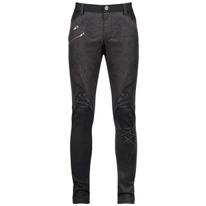 Pantalones Vaqueros de Moda para Hombre, Estilo Gótico Apocalíptico, con Cordones, Estilo Grunge, Negros, 2026 - Product Image 1