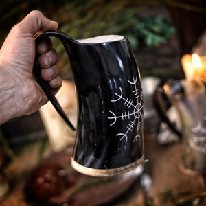 Tasse à boire artisanale en corne de buffle écologique, style nautique, pour bière - Product Image 3