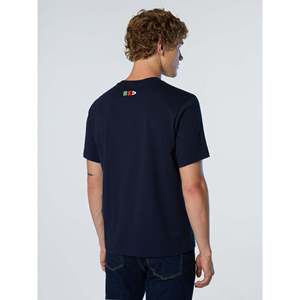 T-Shirt Oversize in Jersey 100% Cotone con Motivo Tinta Unita Blu Navy - Product Image 3